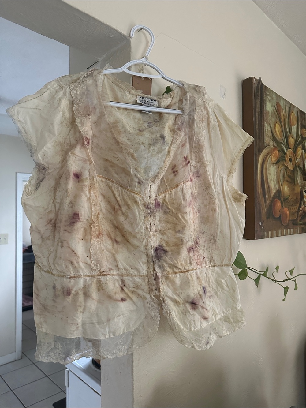 Dyed with roses and hibiscus vintage tee